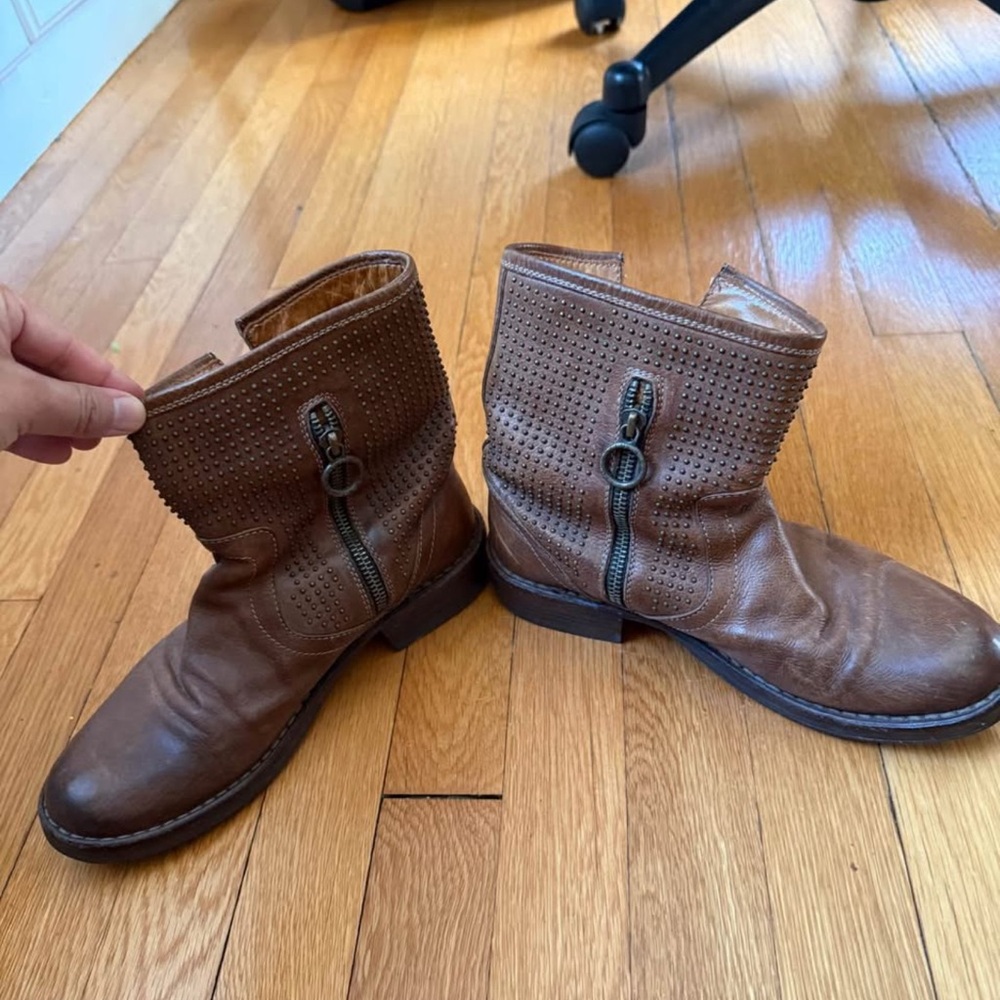 Fiorentini + Baker Tan Leather Moto Boots